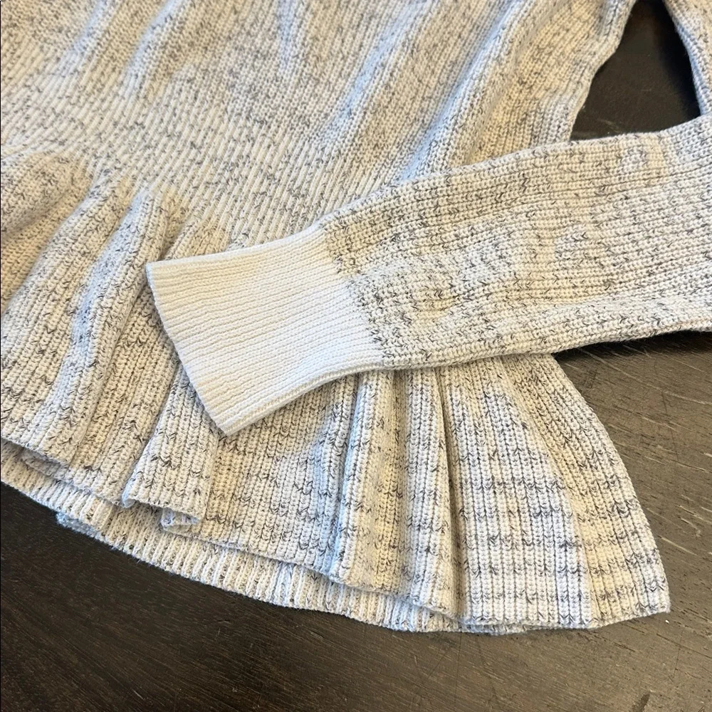 Rebecca Taylor Peplum white grey ruffle long sleeve sweater women size Small